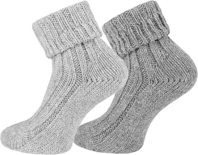2 Paar TippTexx 24 Umschlag-Socken Wollsocken mit Alpaka